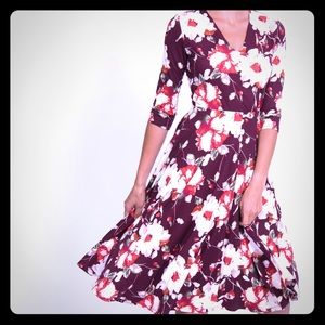 NWT A&D Essential Midi CURIE Dress Oxblood Floral
